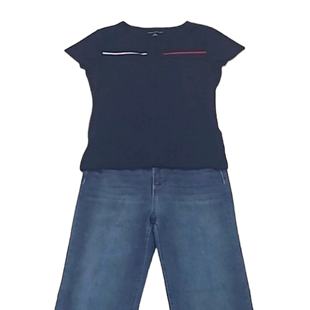 Tommy Hilfiger Colorblock Tee Cut Out Round Neck T Shirt Short Sleeve Golf Top